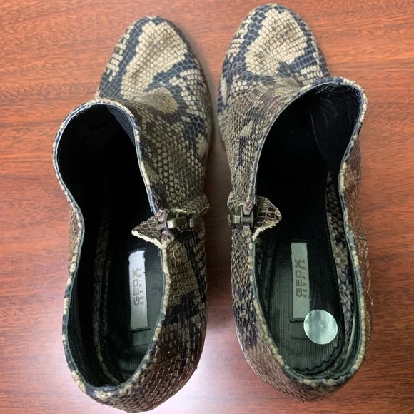 Geox Respira | Snakeskin Print Italian Leather Booties - EU 38 - Picture 7 of 10